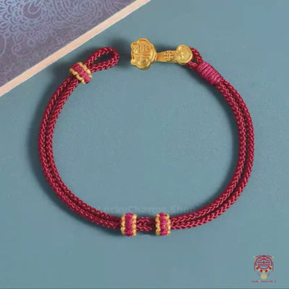 Fermoir Ruyi plaqué or, cordon porte-bonheur | Bracelet tressé ajustable à faire soi-même