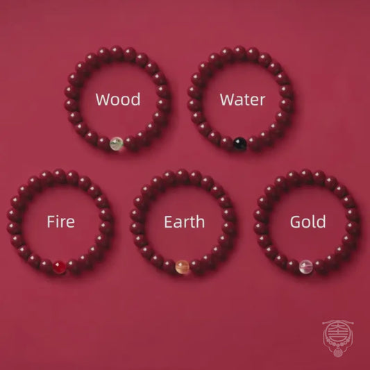 Natural Cinnabar Five Elements Energy Fortune-Turning Bead Single-Loop Bracelet | High Purity Cinnabar, for Protection & Blessing