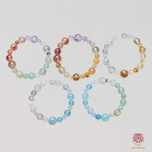 Natural Crystal Mixed Size Beads Five Elements Energy Balance Single-Loop Bracelet