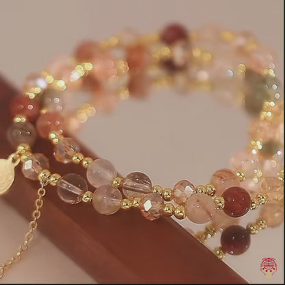 Natural Multi-Gemstone Double-Wrap Bracelet for Women – Pearl Pendant